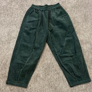 Dark Green Waffle Knit Casual Pants